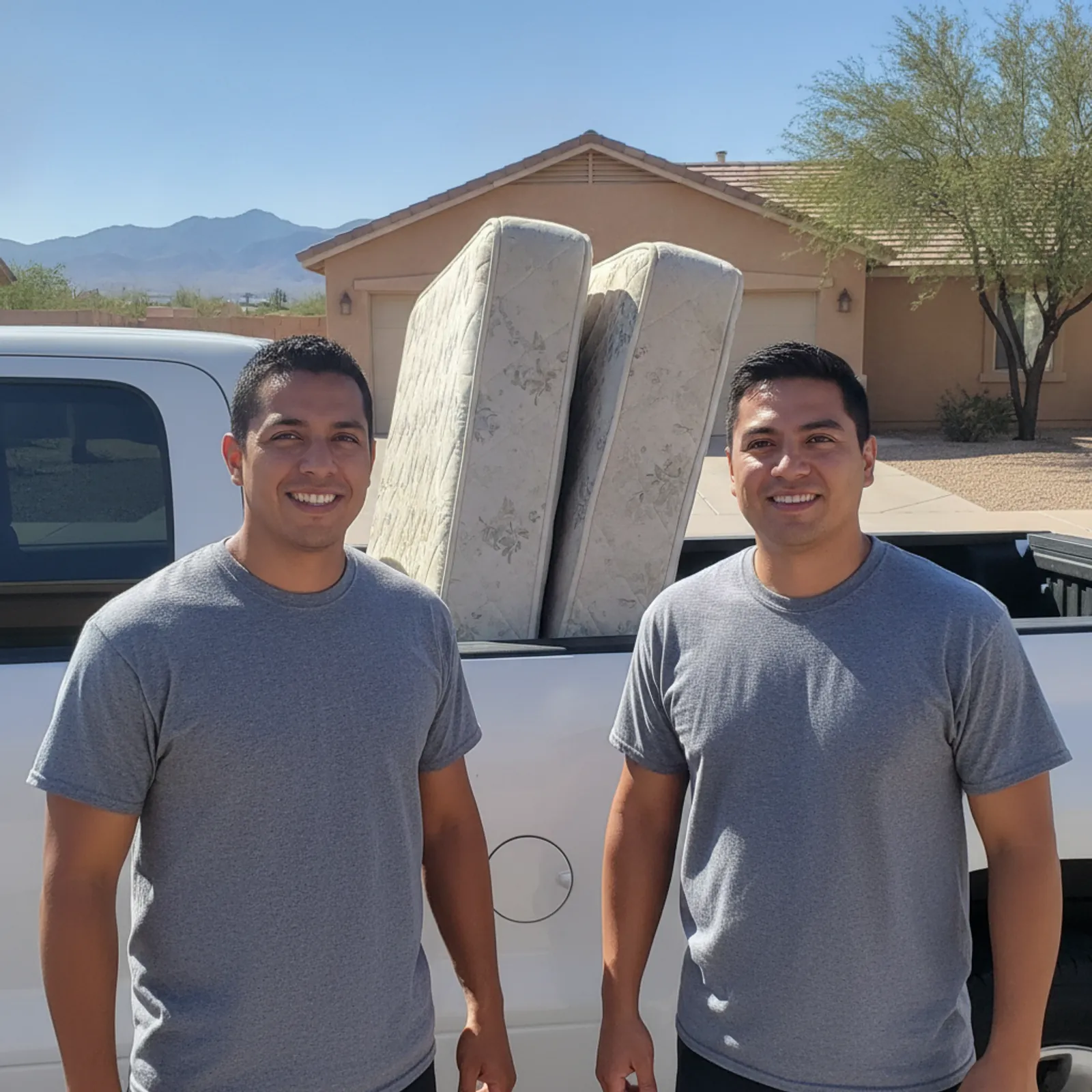 El Paso Mattress Removal crew standing by the truck with mattresses